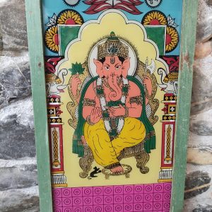 Ganesh stampa su vetro quadro indiano vintage