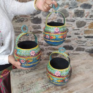 PORTA VASI DIPINTO A FIORI DA APPENDERE