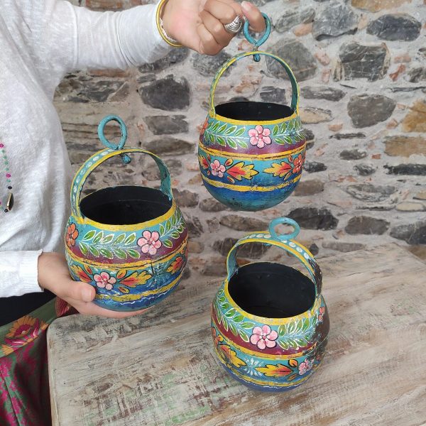 PORTA VASI DIPINTO A FIORI DA APPENDERE