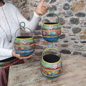 PORTA VASI DIPINTO A FIORI DA APPENDERE