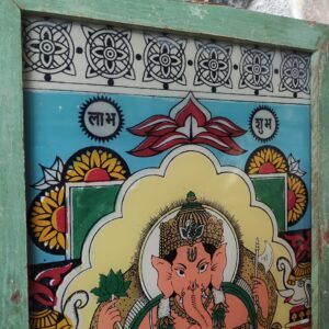 volto di ganesh su stampa su vetro vintage indiana