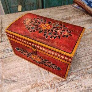 bauletto in legno portagioie decorato a fiori