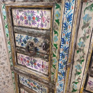ANTICA PORTA INDIANA DIPINTA A FIORI