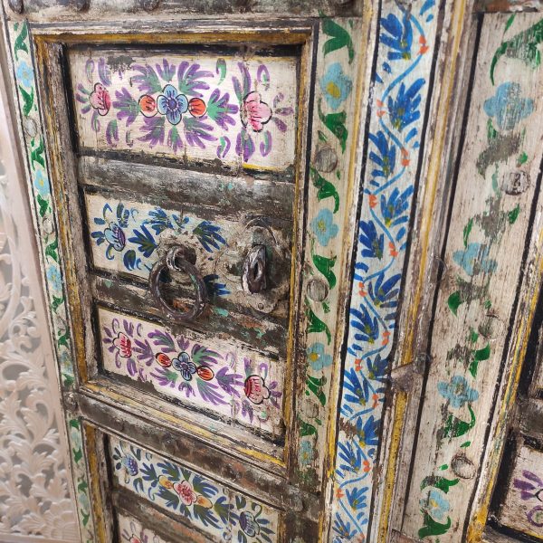 ANTICA PORTA INDIANA DIPINTA A FIORI