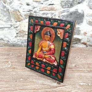 quadro intagliato con buddha dipinto a mano