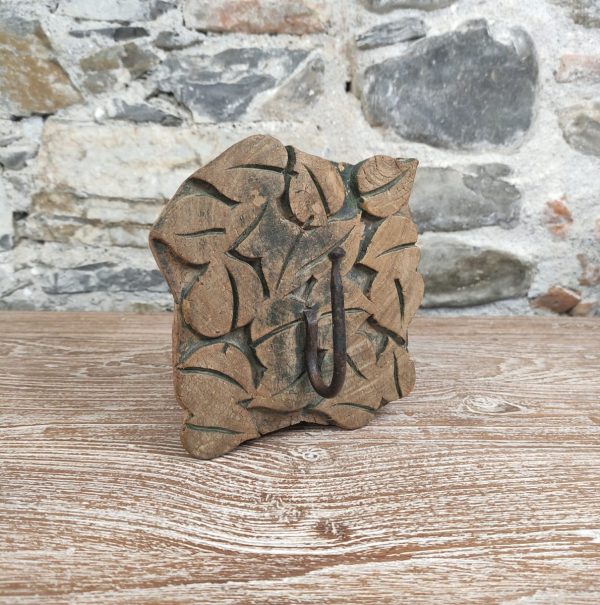 appendiabito da parete legno block print indiano