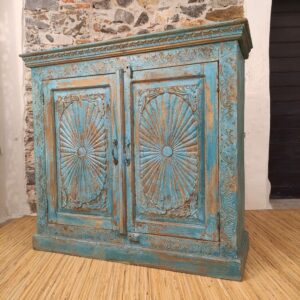 credenza indiana blu decorata shabby