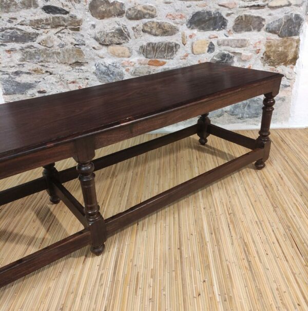 parte di panca indiana coloniale in legno scuro
