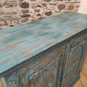 Piano dipinto di credenza indiana blu shabby