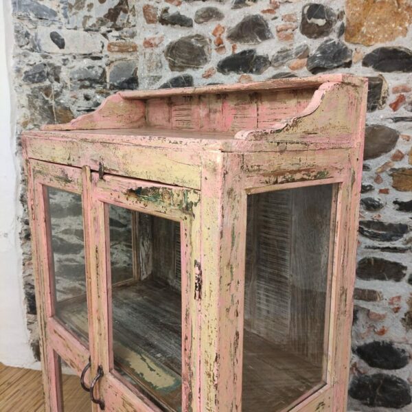 vetri laterali di vetrina indiana vintage rosa