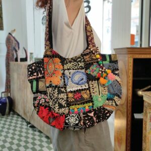 BORSA INDIANA PATCHWORK NERA