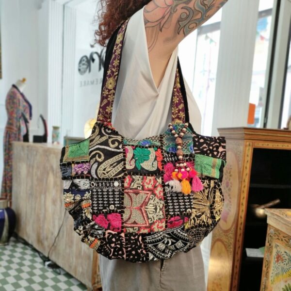 BORSA INDIANA PATCHWORK NERA - immagine 3