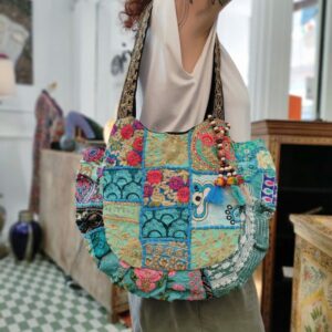 BORSA INDIANA PATCHWORK AZZURRA