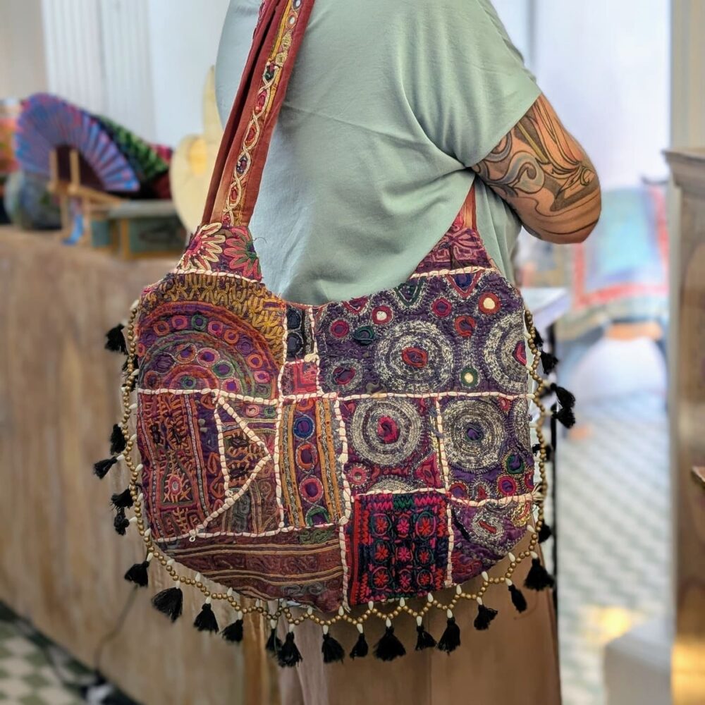 borsa indiana multicolore patchwork vintage