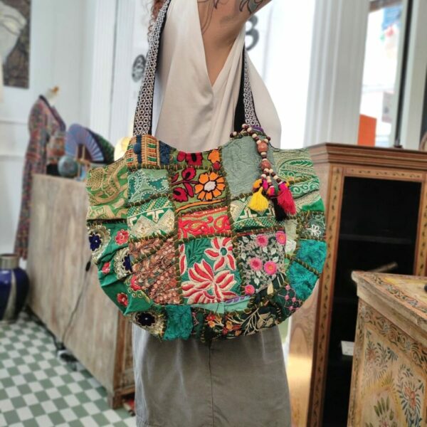 BORSA INDIANA PATCHWORK VERDE - immagine 4