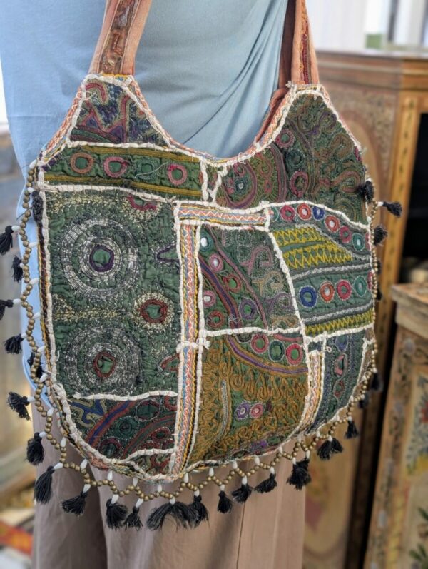 BORSA INDIANA PATCHWORK VERDE - immagine 2