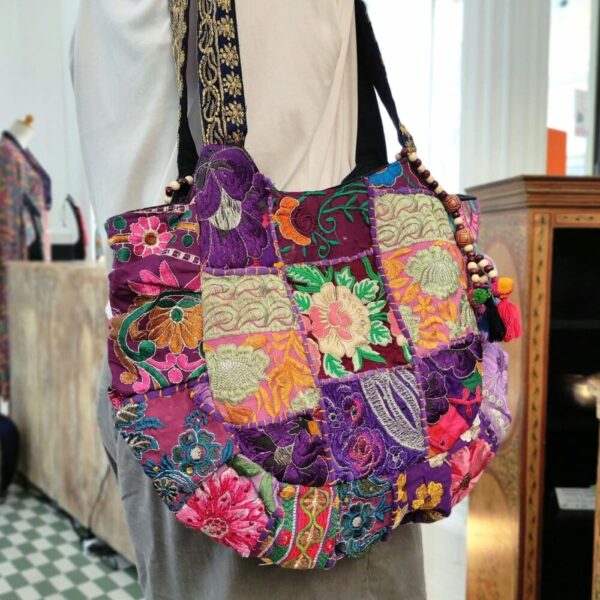 BORSA INDIANA PATCHWORK VIOLA - immagine 3