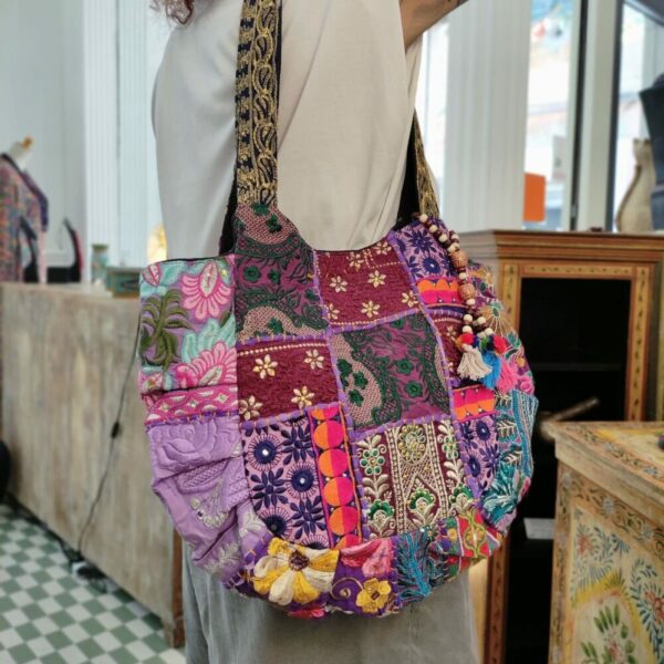 BORSA INDIANA PATCHWORK VIOLA - immagine 6