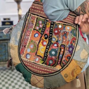 borsa indiana tonda vintage con specchietti