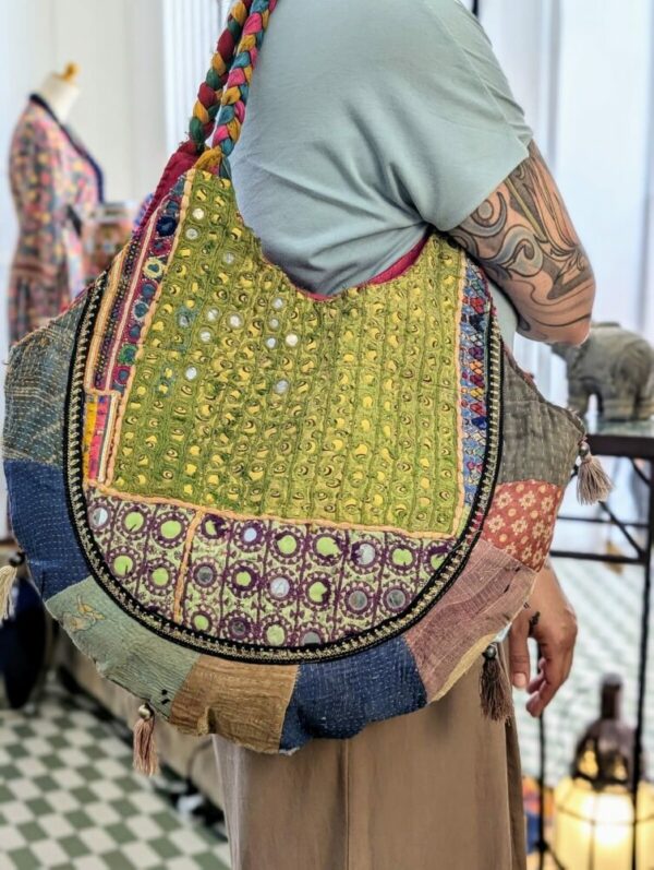 borsa indiana tonda vintage verde