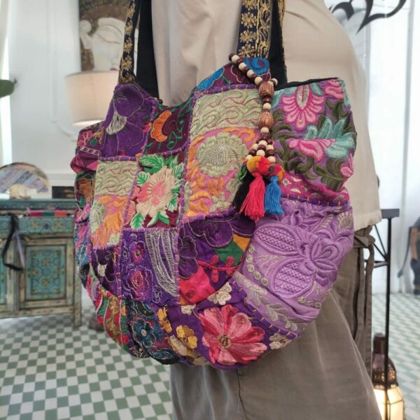 BORSA INDIANA PATCHWORK VIOLA - immagine 4