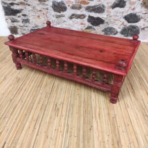 tavolino antico indiano rosso in legno