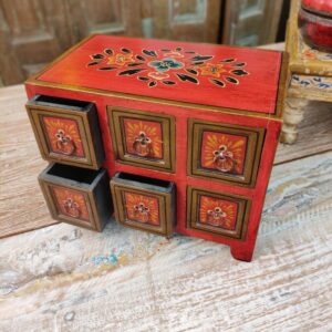 6 cassetti di cassettiera da tavolo rossa a fiori