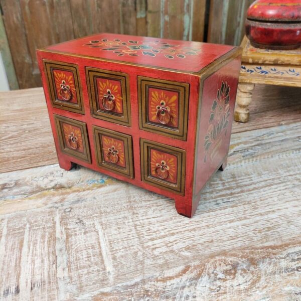 cassettiera da tavolo colore rosso in legno