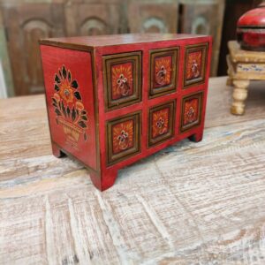 cassettiera da tavolo portagioie rossa