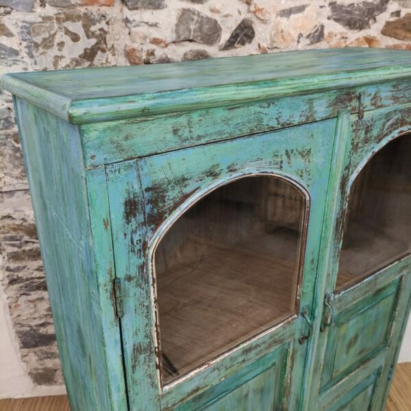 DISPENSA VERDE A VETRI VINTAGE - immagine 7
