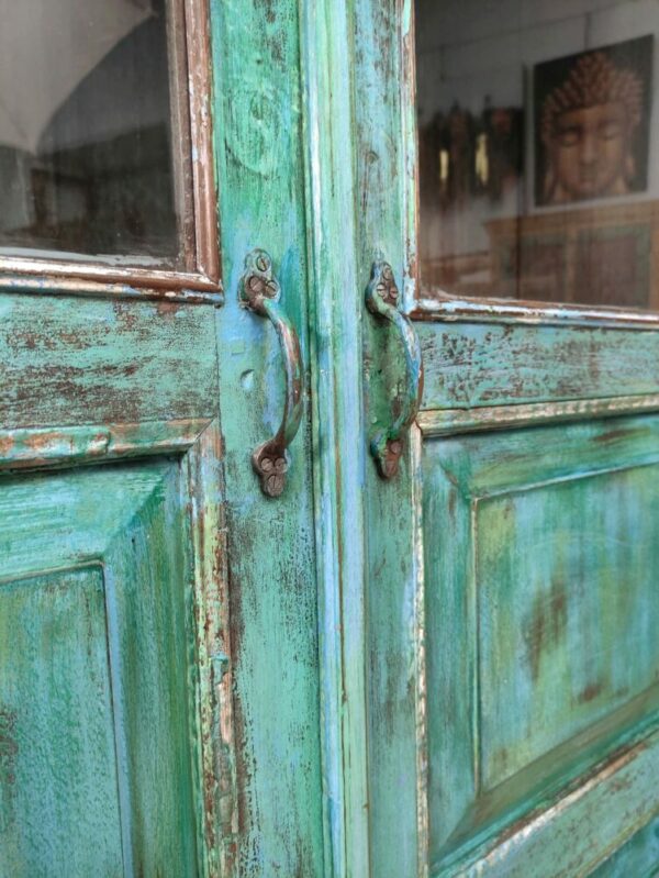 DISPENSA VERDE A VETRI VINTAGE - immagine 6