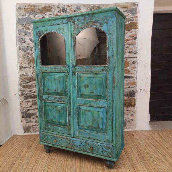 DISPENSA VERDE A VETRI VINTAGE - immagine 8