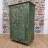 mobiletto dipinto verde indiano con decorazione scolpita