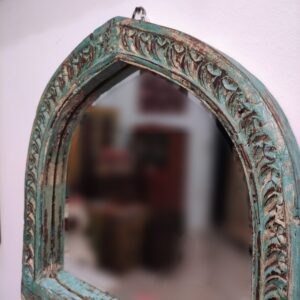 decorazione di specchio indiano colore verde acqua forma ad arco
