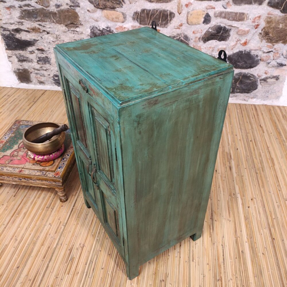 PICCOLO ARMADIETTO COMODINO INDIANO VERDE - immagine 5