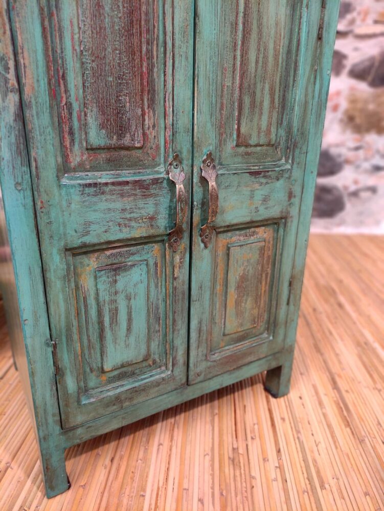 PICCOLO ARMADIETTO COMODINO INDIANO VERDE - immagine 3