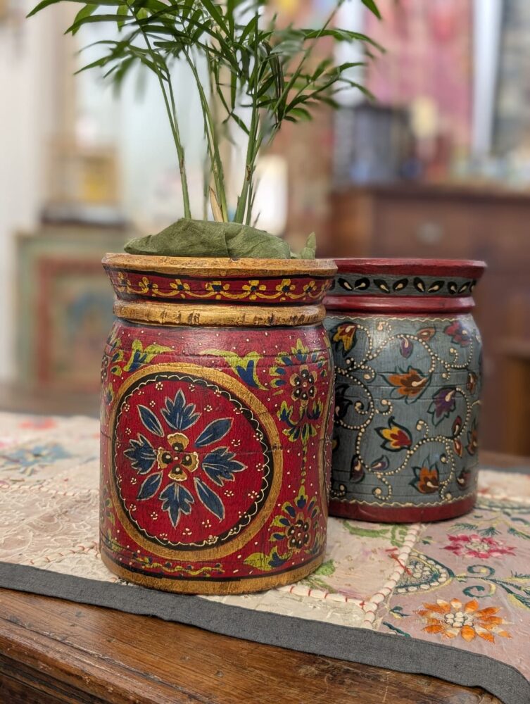 PORTAVASO DIPINTO A FIORI INDIANO - immagine 4