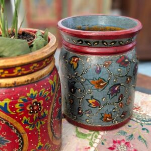 Alternative view of PORTAVASO DIPINTO A FIORI INDIANO