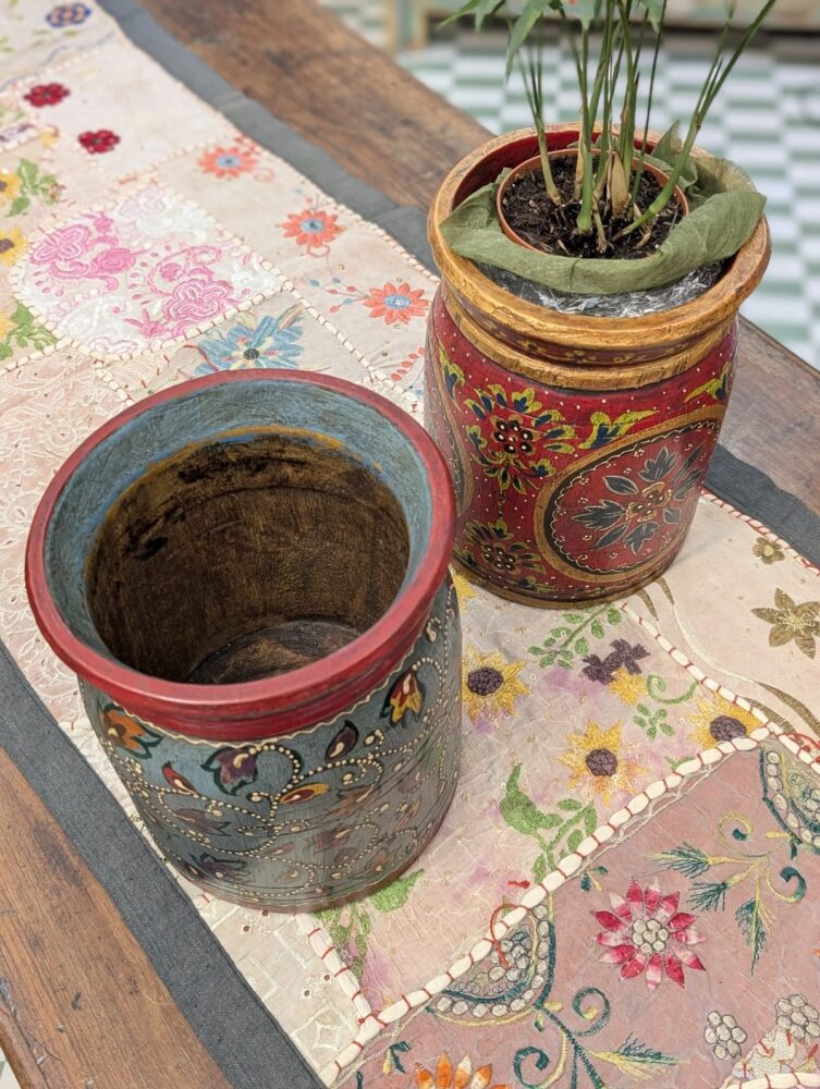 PORTAVASO DIPINTO A FIORI INDIANO - immagine 5