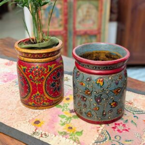 PORTAVASO DIPINTO A FIORI INDIANO