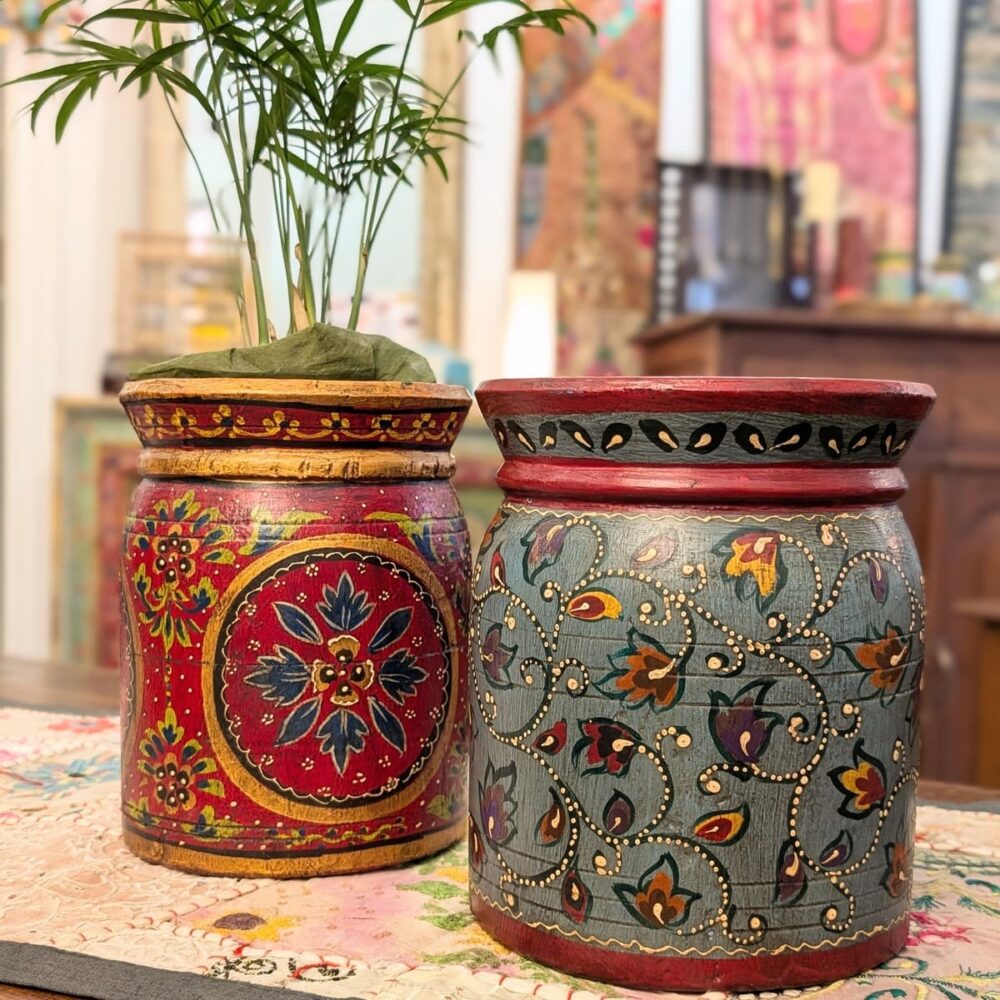 PORTAVASO DIPINTO A FIORI INDIANO - immagine 3