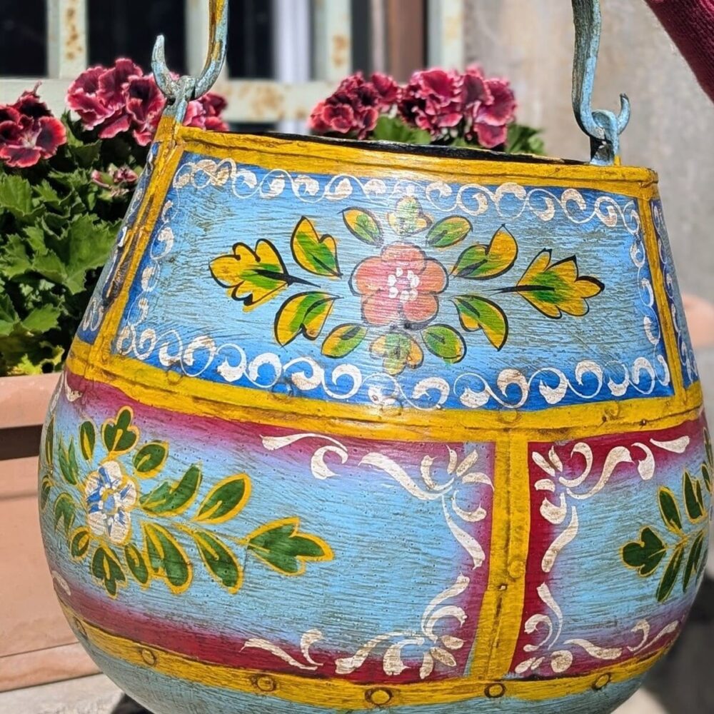 PORTA VASO DECORATIVO A SOSPENSIONE DIPINTO - immagine 6