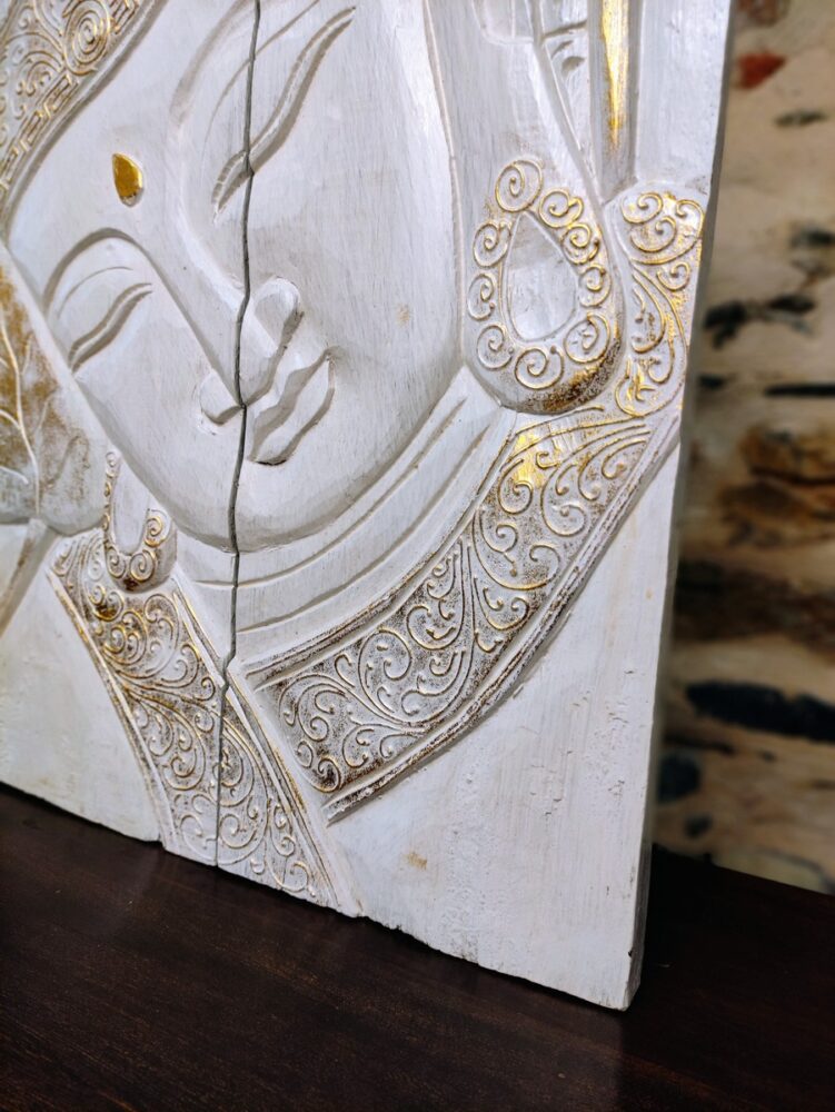 PANNELLO CON BUDDHA A DUE ELEMENTI BIANCO E ORO - immagine 4