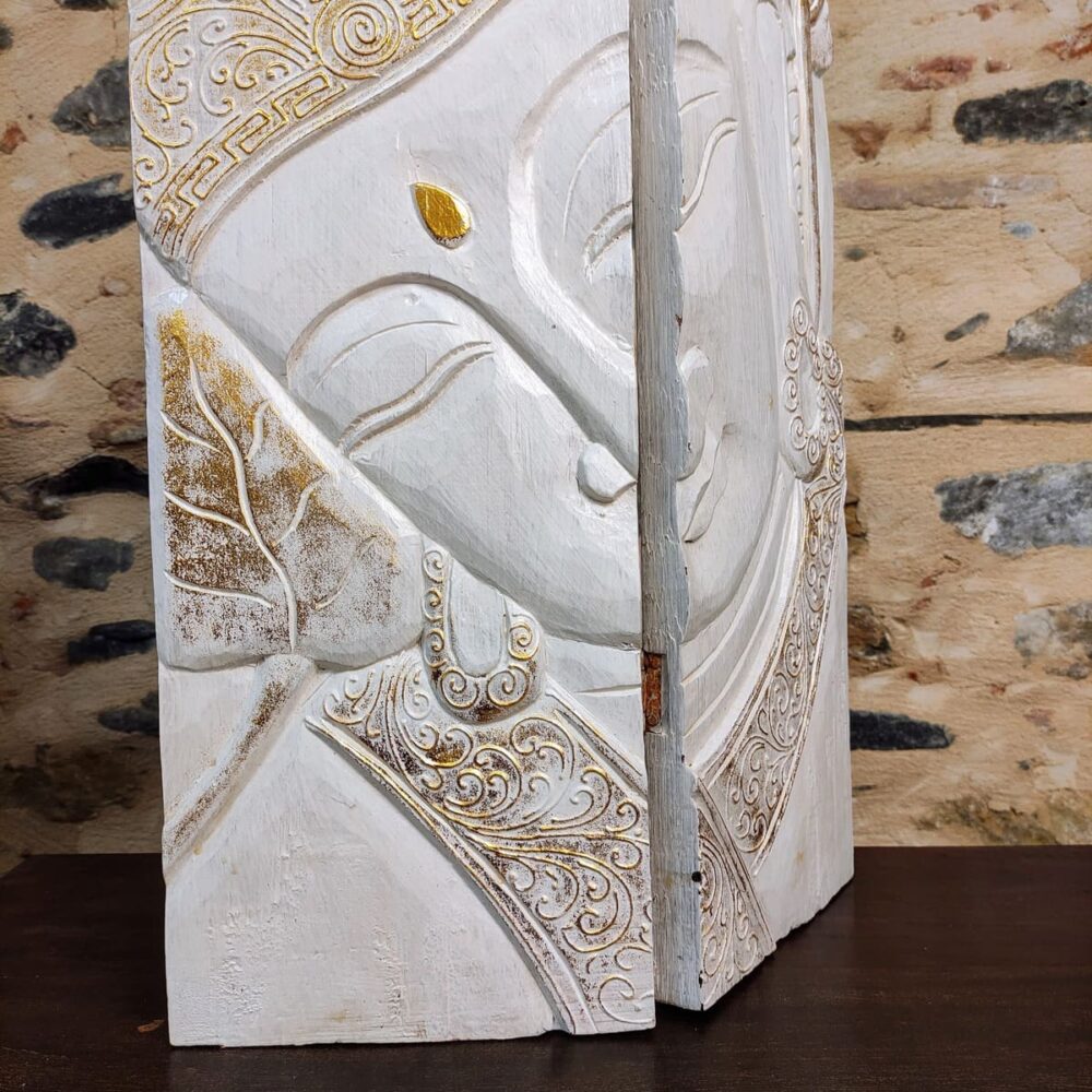 PANNELLO CON BUDDHA A DUE ELEMENTI BIANCO E ORO - immagine 3