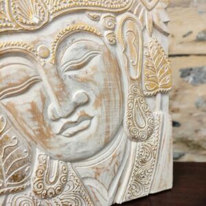 Alternative view of PANNELLO CON BUDDHA INTAGLIATO BIANCO E ORO