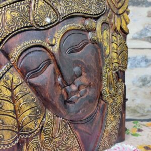 Alternative view of PANNELLO CON VOLTO DI BUDDHA INTAGLIATO ORO LEGNO