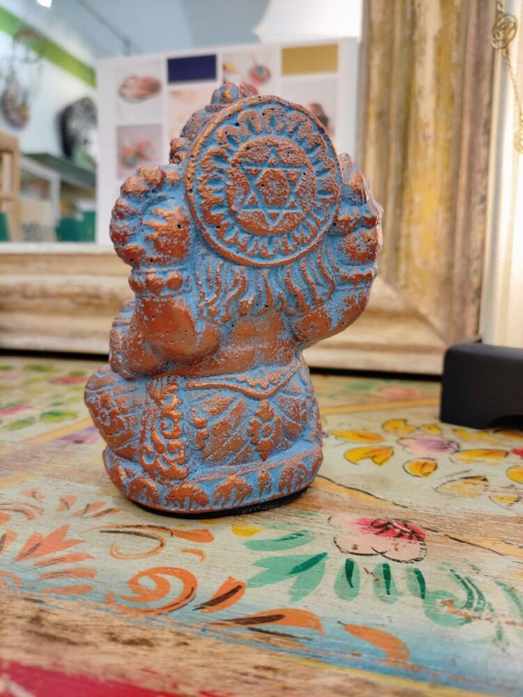STATUETTA DI GANESH BRONZO E AZZURRO - immagine 4