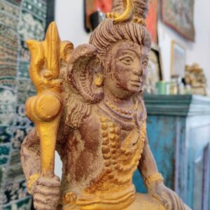 STATUA DI SHIVA E NANDI IN POLVERE DI PIETRA E ORO - immagine 5