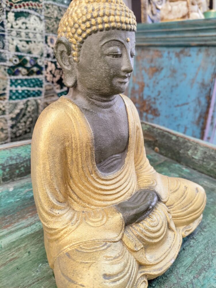 STATUA DEL BUDDHA DORATO IN MEDITAZIONE - immagine 4