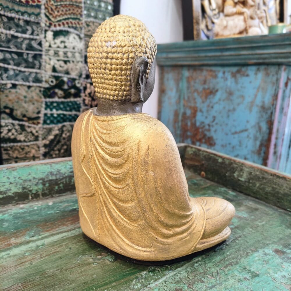 STATUA DEL BUDDHA DORATO IN MEDITAZIONE - immagine 5